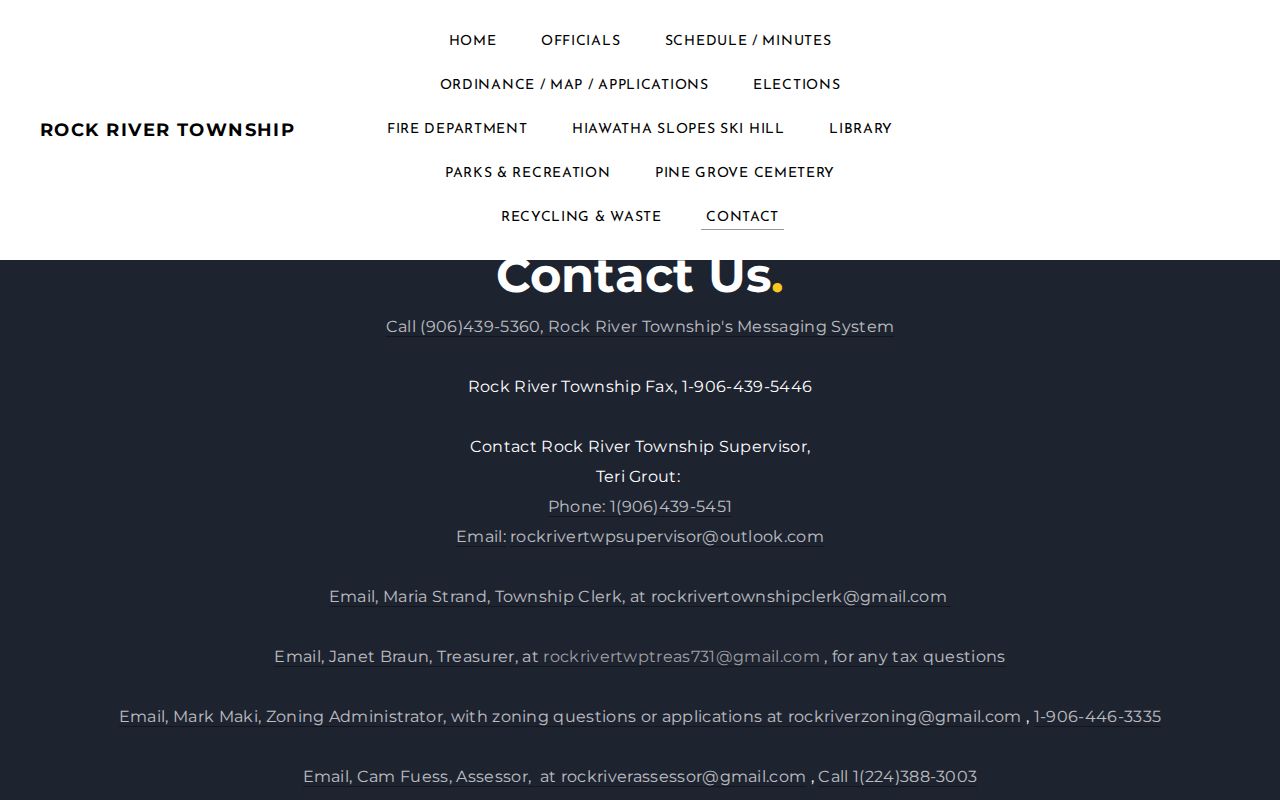 Official Rock River Township contact page for Chatham Michigan